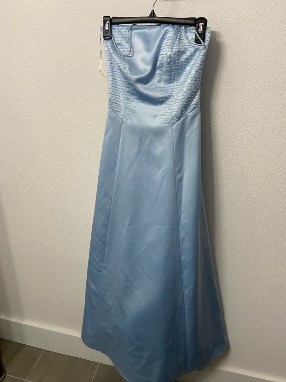Blondie Nites Powder Blue Satin Prom Gown